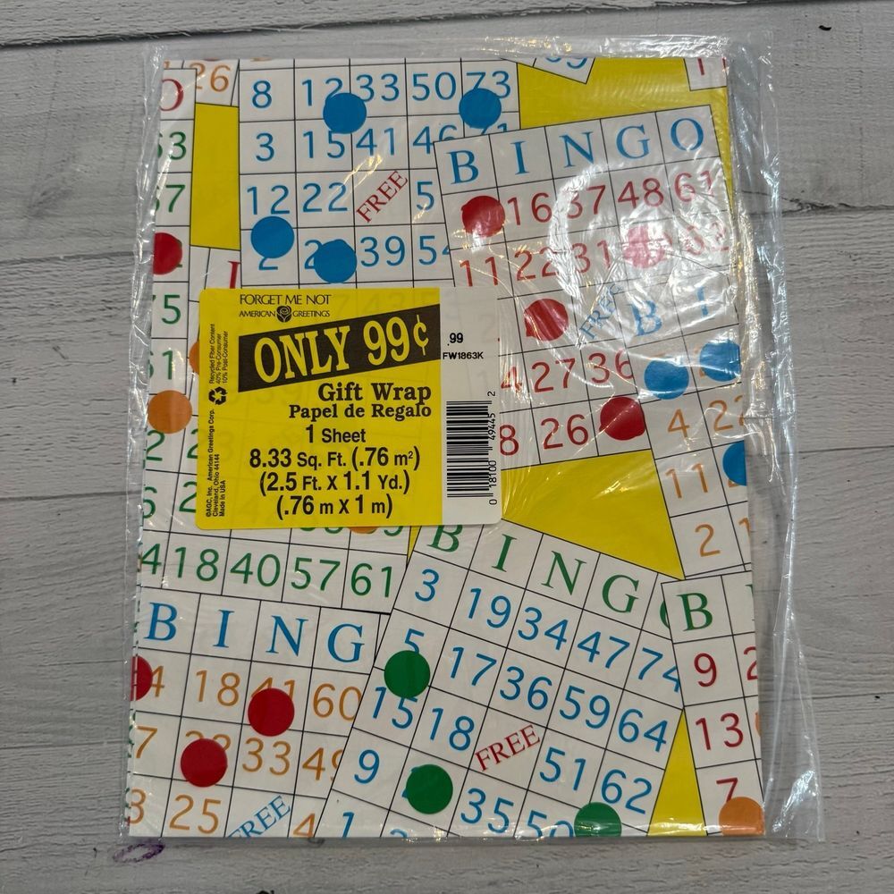 Vintage American greetings bingo wrapping‎ paper sheets